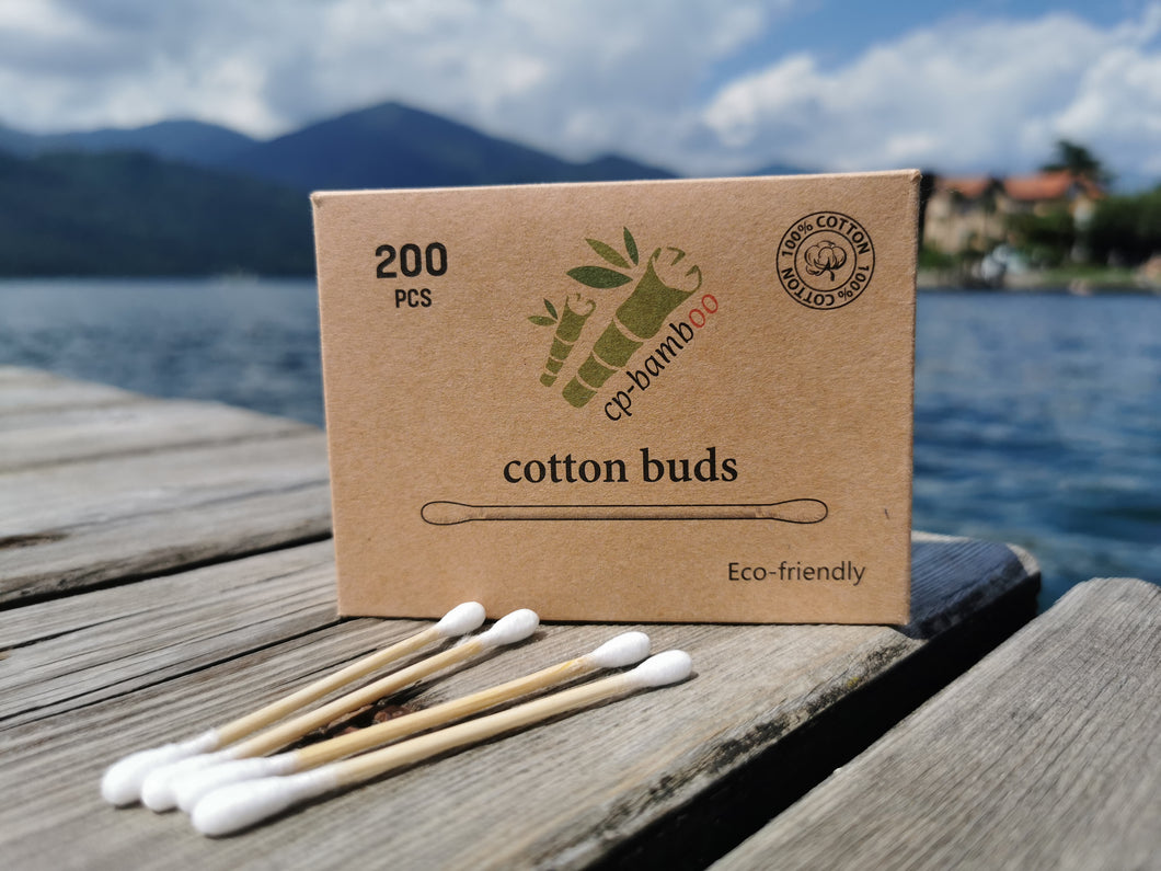 200 bamboo cotton swabs for hygiene, cosmetics and beauty - sustainable, ecological and vegan
